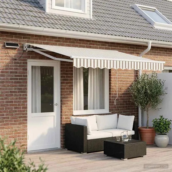 Auvent rétractable électrique Gris clair et blanc 4,5 × 3 m