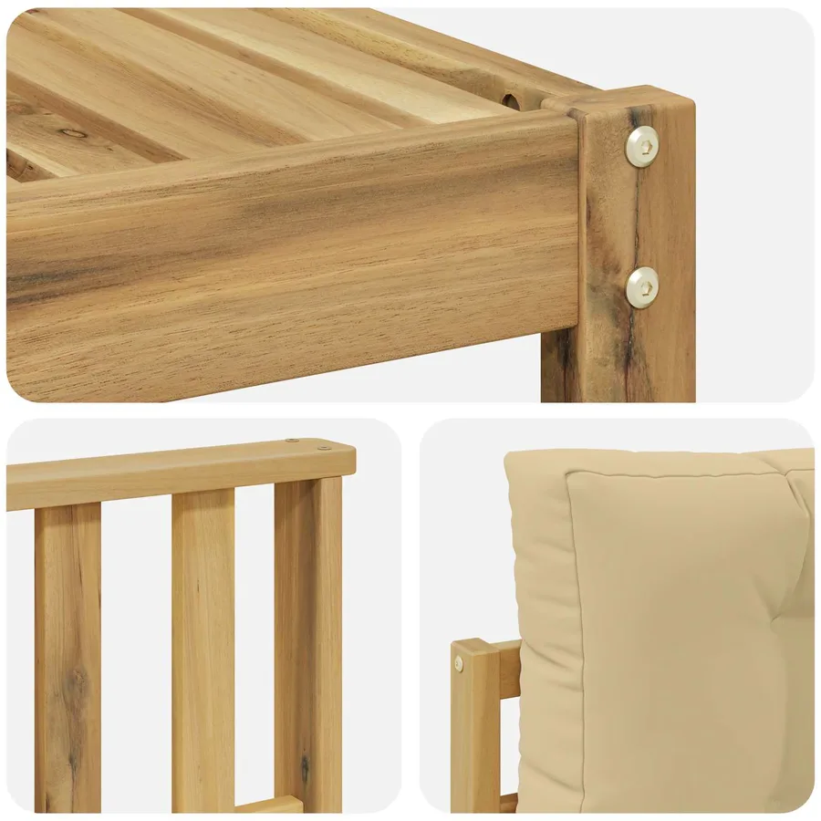 Ensemble de canapés d'extérieur 4 pcs Blanc et Beige Polyester - 5