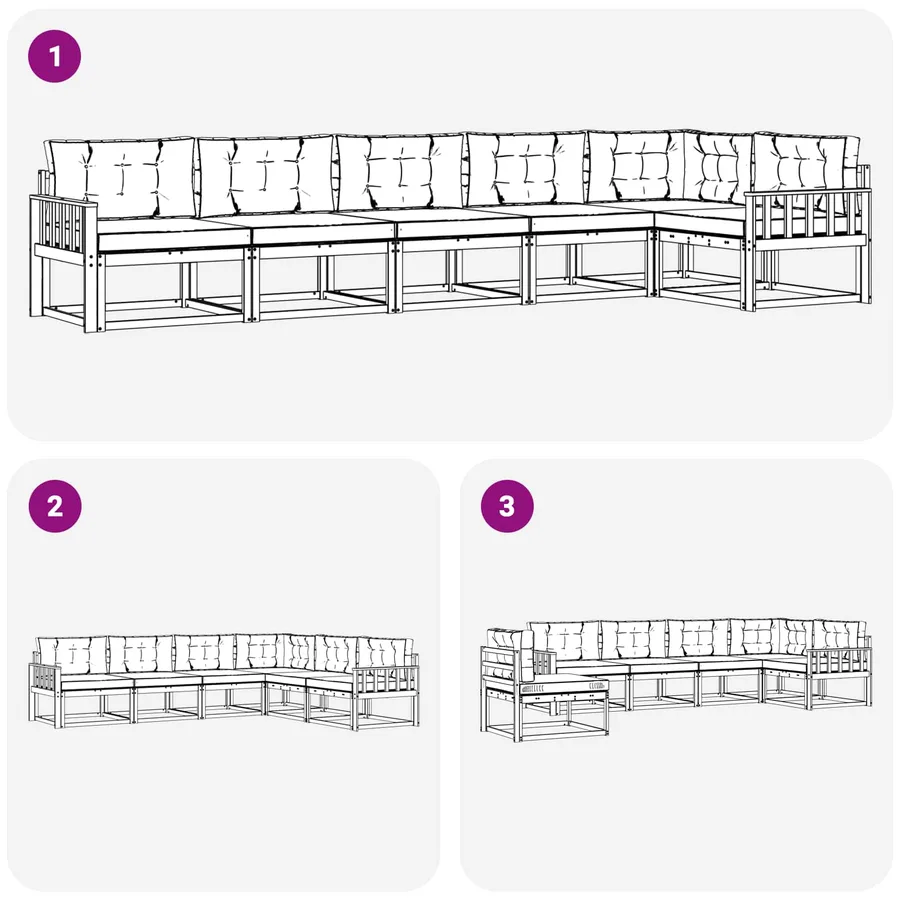 Ensemble de canapés d'extérieur 4 pcs Blanc et crème Polyester - 7