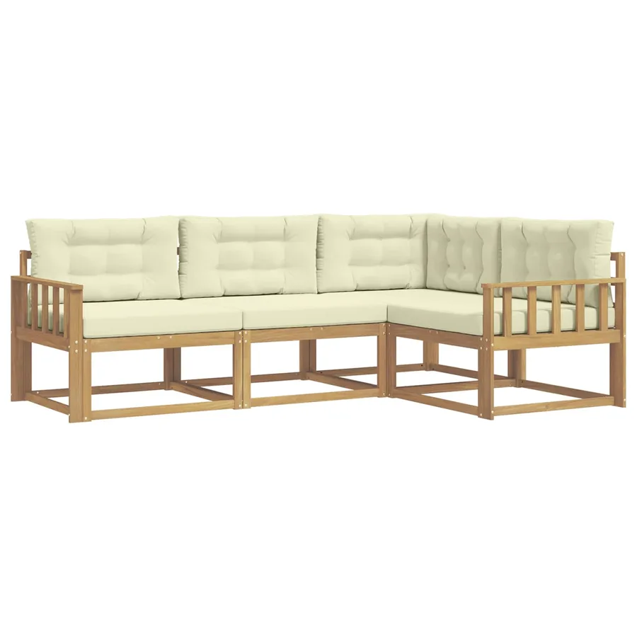 Ensemble de canapés d'extérieur 3 pcs Blanc et crème Polyester - 2