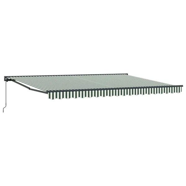 Auvent rétractable manuel Vert et blanc 5 × 3,5 m