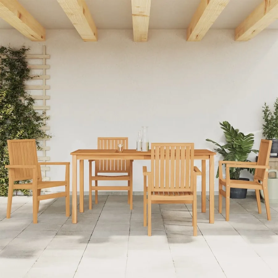 Ensemble à manger de jardin 5pcs Bois de teck massif