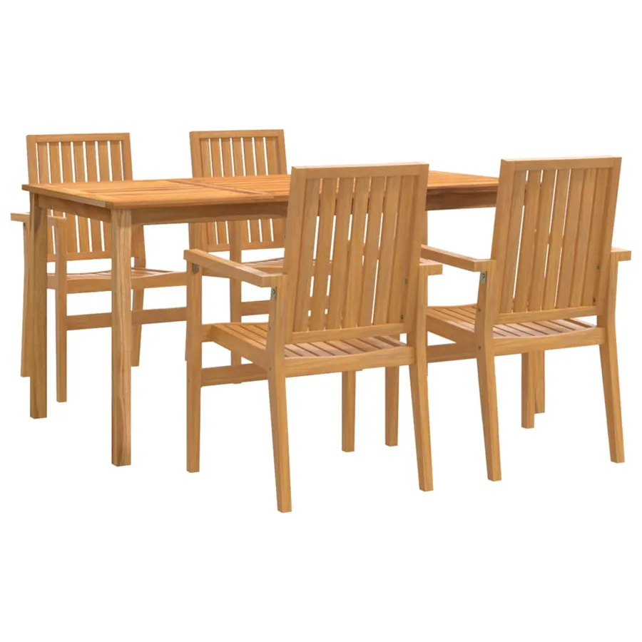 Ensemble à manger de jardin 5pcs Bois de teck massif - 2