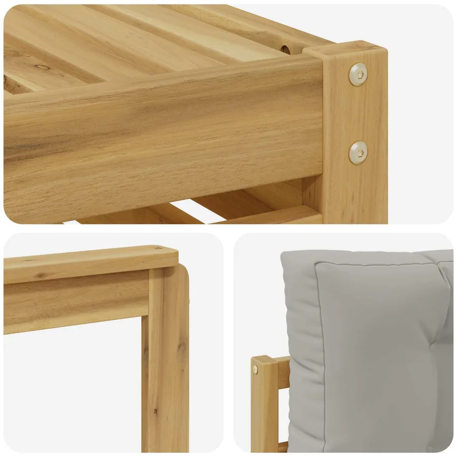 Ensemble de canapés d'extérieur 4 pc Blanc et gris clair - 5