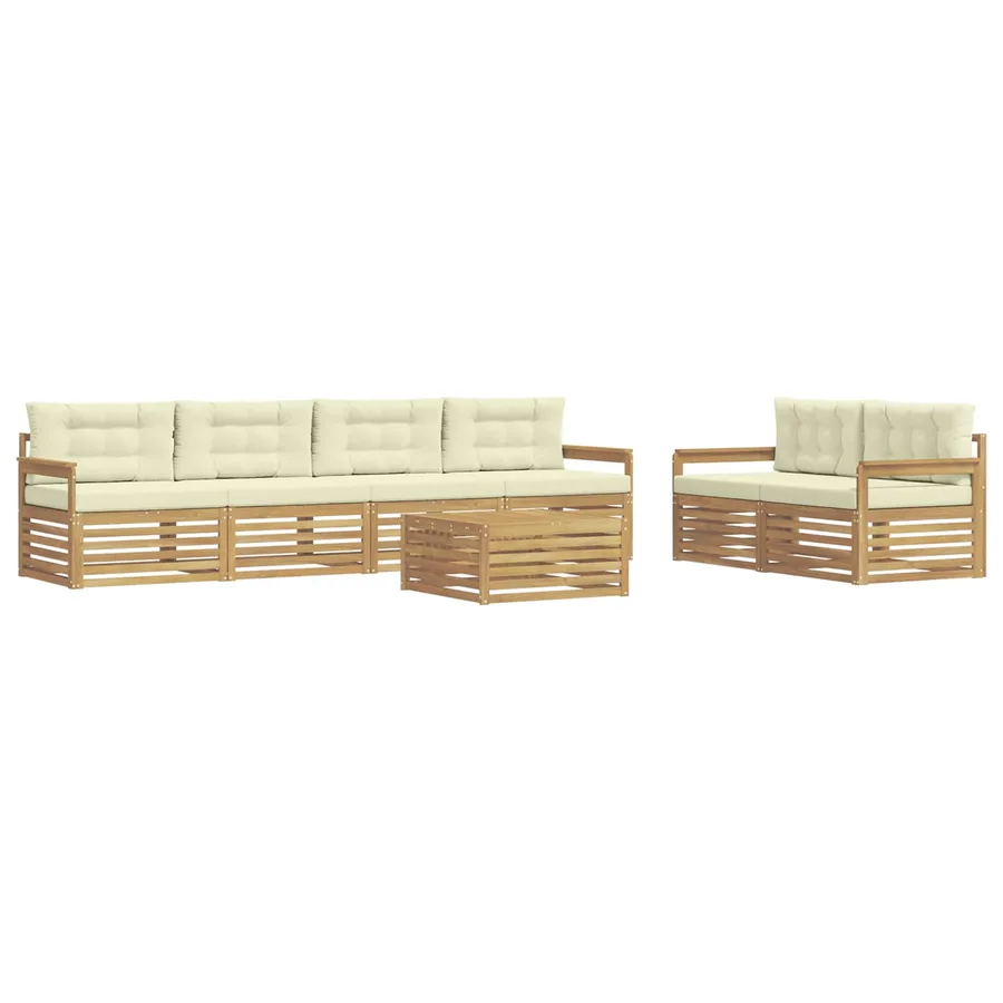 Ensemble de canapés d'extérieur 7 pc Blanc et crème Polyester - 2