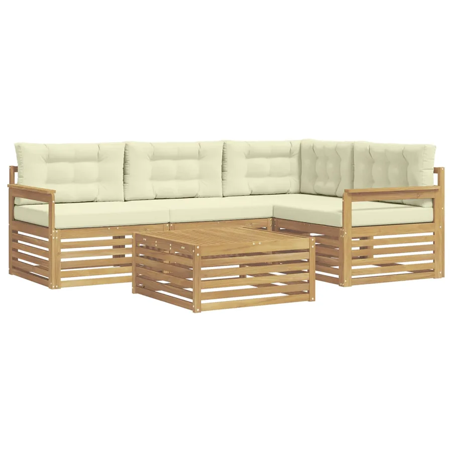 Ensemble de canapés d'extérieur 6 pc Blanc et crème Polyester - 2