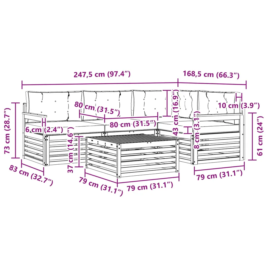 Ensemble de canapés d'extérieur 6 pc Blanc et crème Polyester - 7