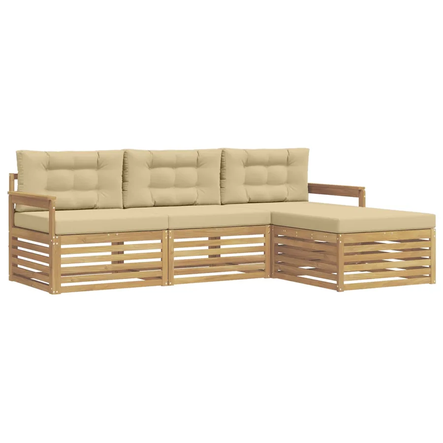 Ensemble de canapés d'extérieur 4 pc Blanc et Beige Polyester - 2