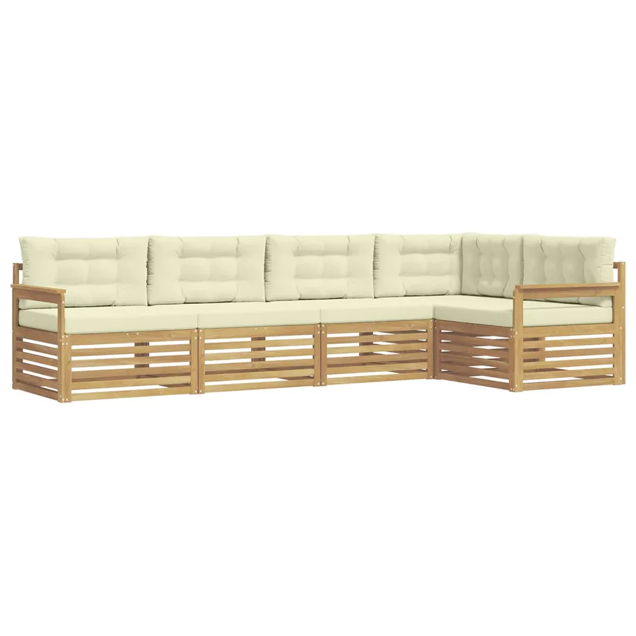 Ensemble de canapés d'extérieur 6 pc Blanc et crème Polyester - 2