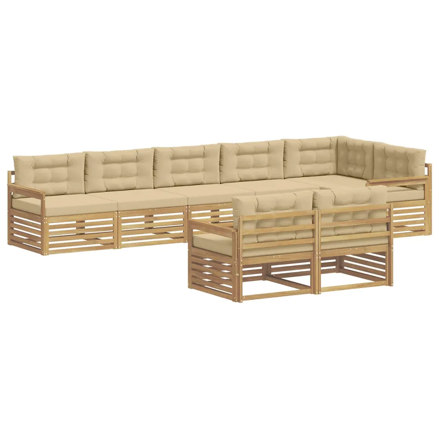Ensemble de canapés d'extérieur 8 pc Blanc et Beige Polyester - 2