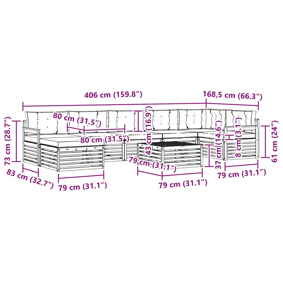 Ensemble de canapés d'extérieur 8 pc Blanc et anthracite - 9
