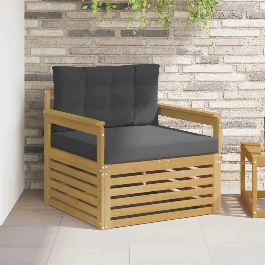 Canapé d’extérieur Polyester Blanc et anthracite