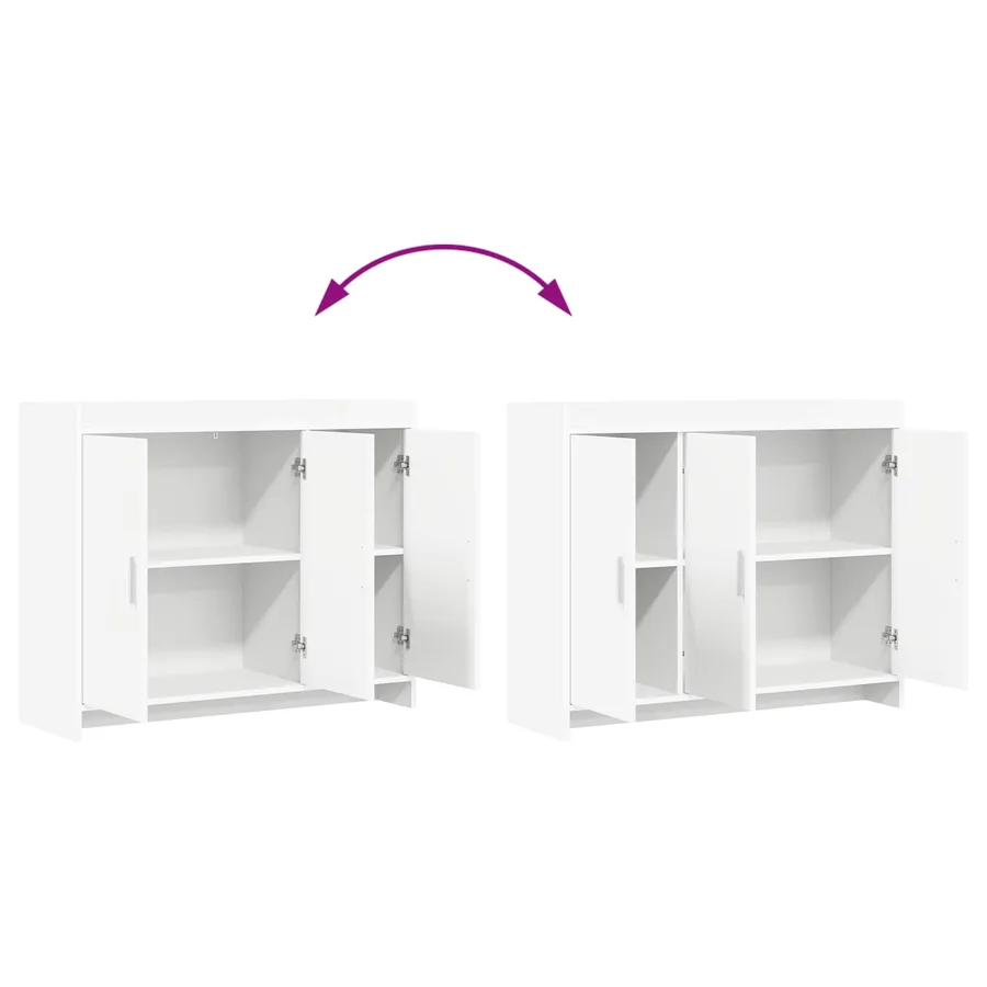 Buffet Blanc 98,5 x 33 x 80 cm Bois d'ingénierie - 8
