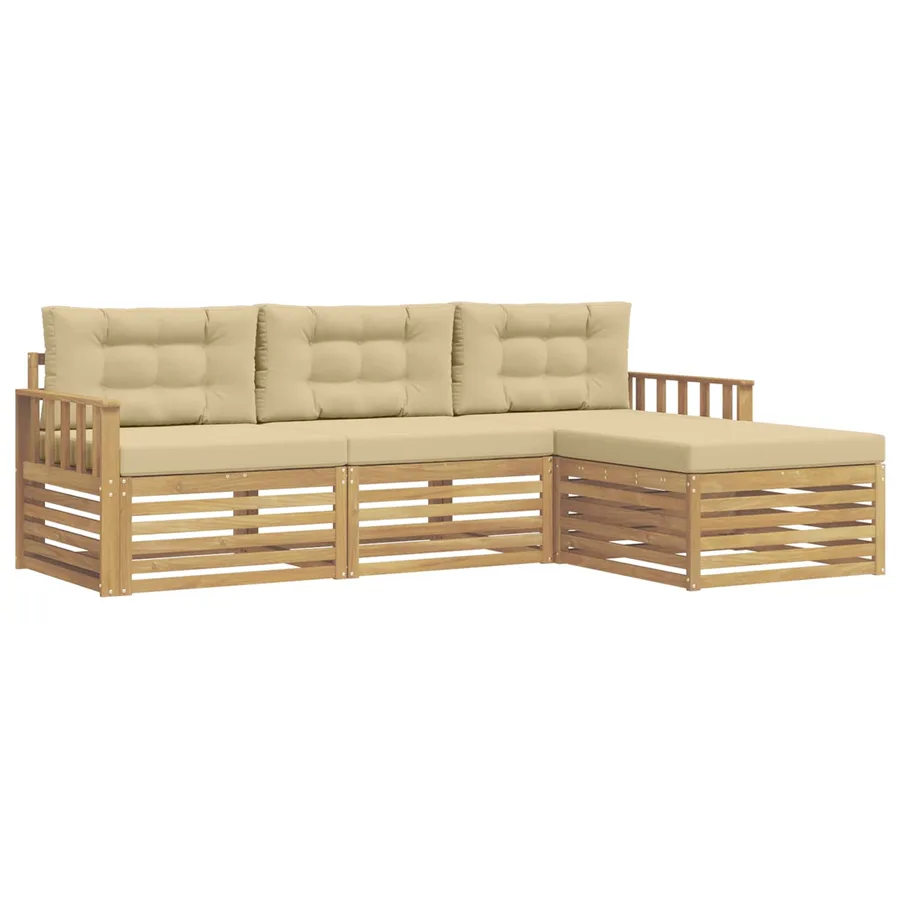 Ensemble de canapés d'extérieur 4 pc Blanc et Beige Polyester - 2