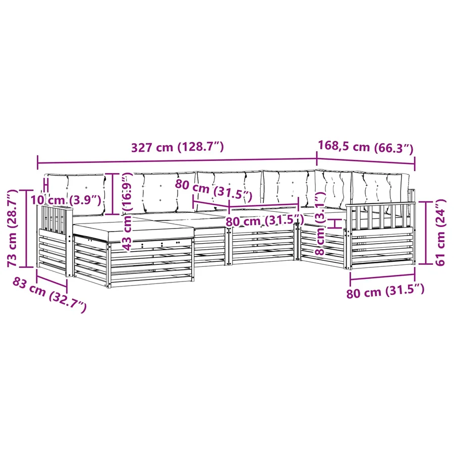 Ensemble de canapés d'extérieur 6 pc Blanc et anthracite - 7