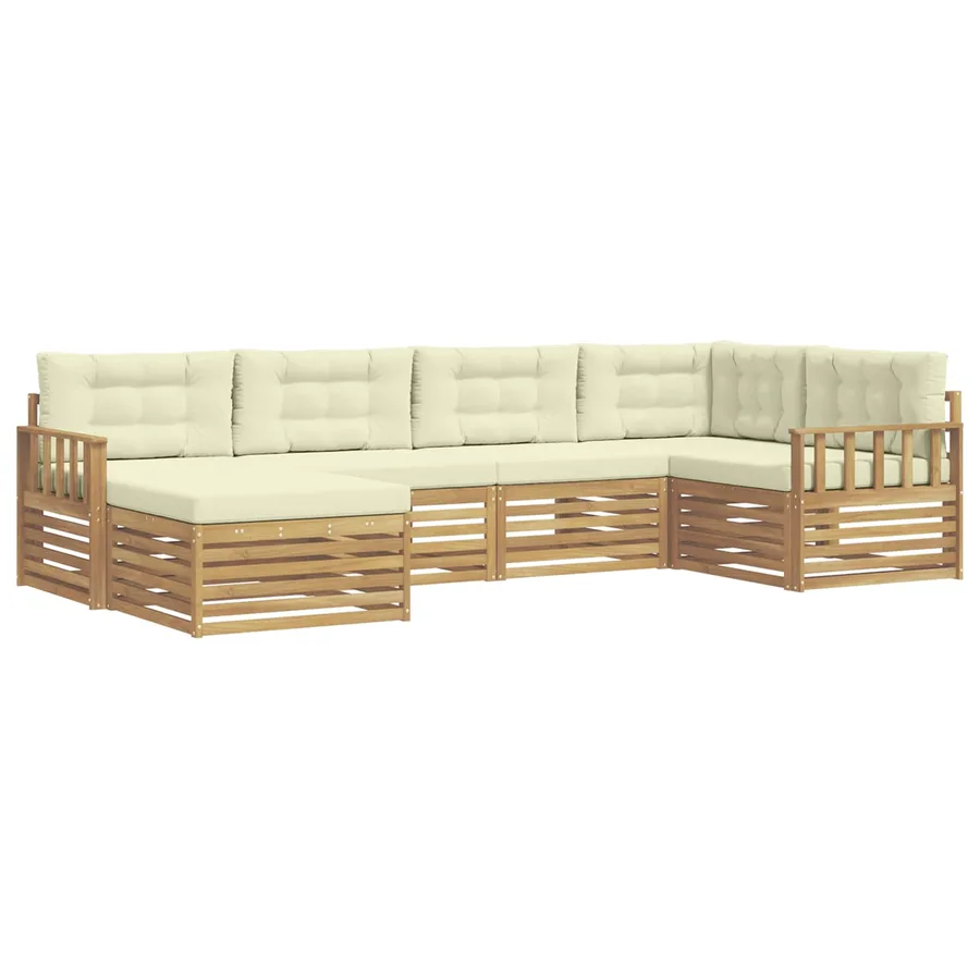 Ensemble de canapés d'extérieur 6 pc Blanc et crème Polyester - 2
