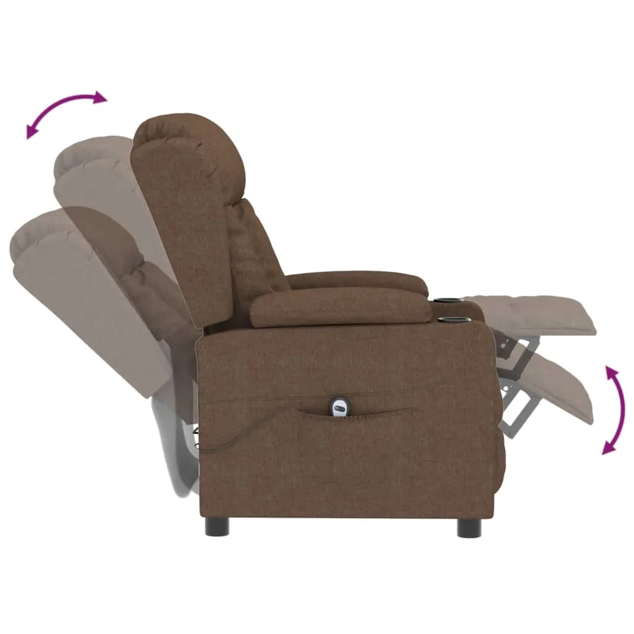 Fauteuil inclinable électrique Marron Tissu - 7
