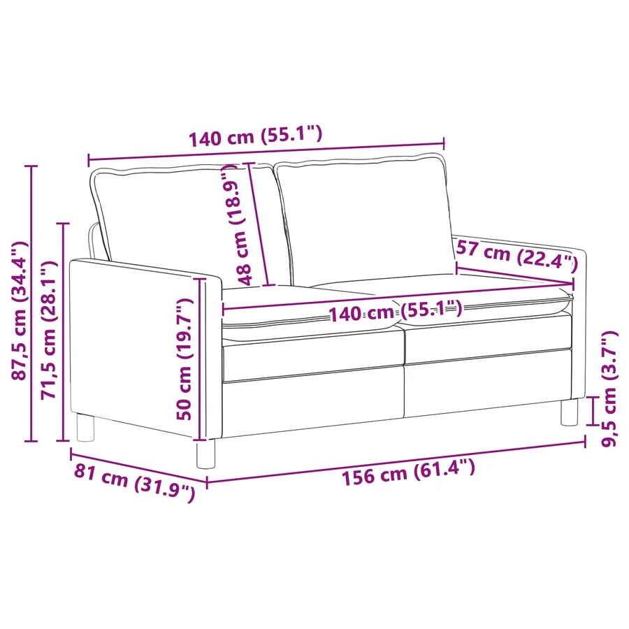 Ensemble de Canapés 2 pcs Crème Tissu - 9