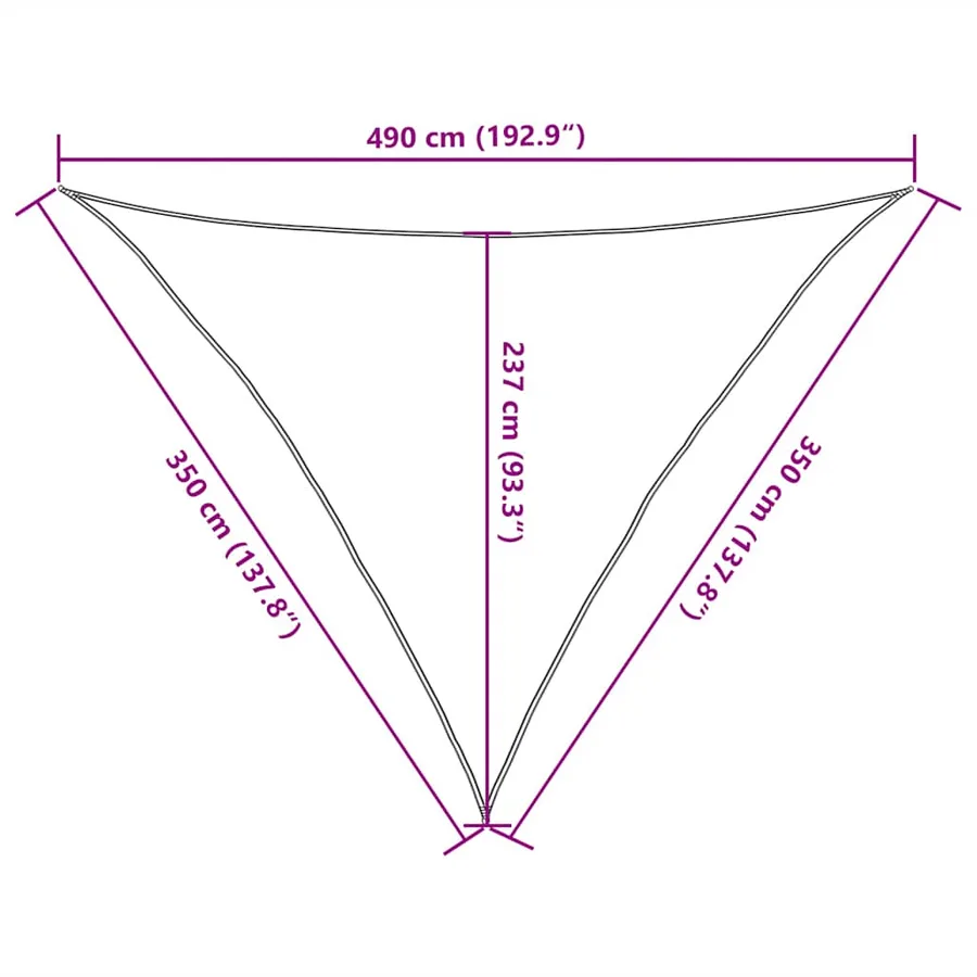 Voile d'ombrage 160 g/m² triangulaire sable 3,5x3,5x4,9 m PEHD - 10