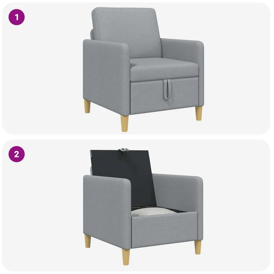 Sofa avec rangement Gris clair 72 x 78 x 87 cm Polyester - 9