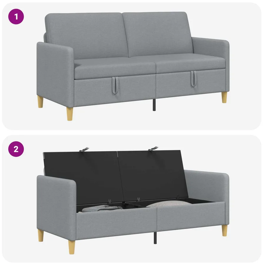 Sofa avec rangement Gris clair 172 x 78 x 87 cm Polyester - 7