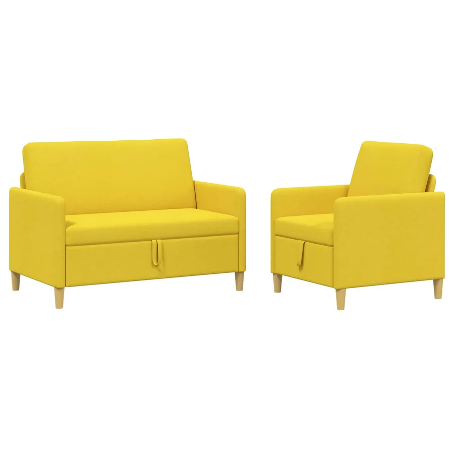 Canapé avec rangement 2 pcs Jaune clair Polyester - 2