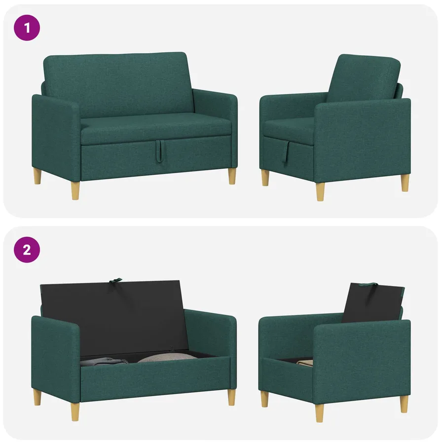 Canapé avec rangement 2 pcs Vert foncé Polyester - 6