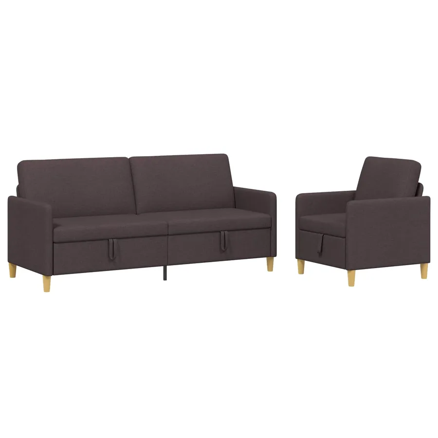 Canapé avec rangement 2 pcs Marron foncé Polyester - 2