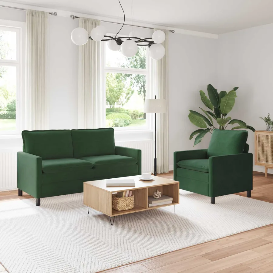 Ensemble de Canapés 2 pcs Vert Jungle Tissu