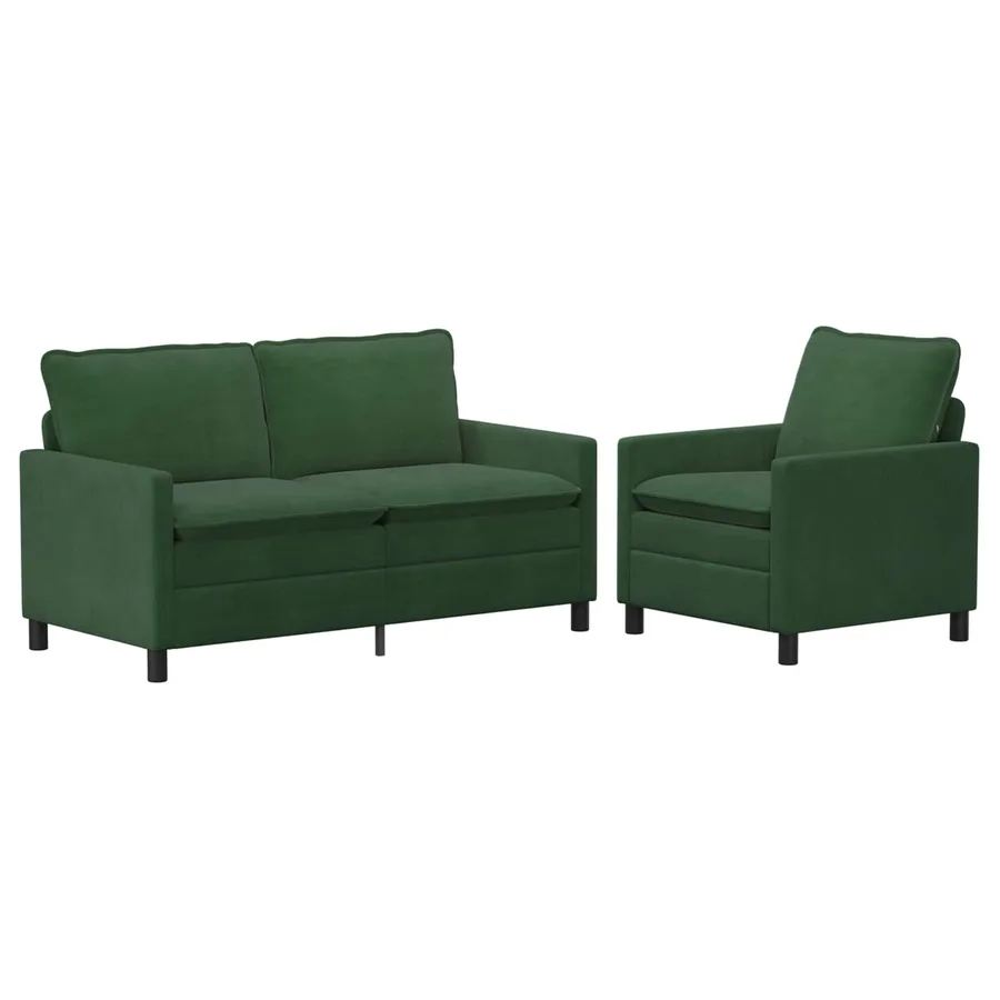 Ensemble de Canapés 2 pcs Vert Jungle Tissu - 2