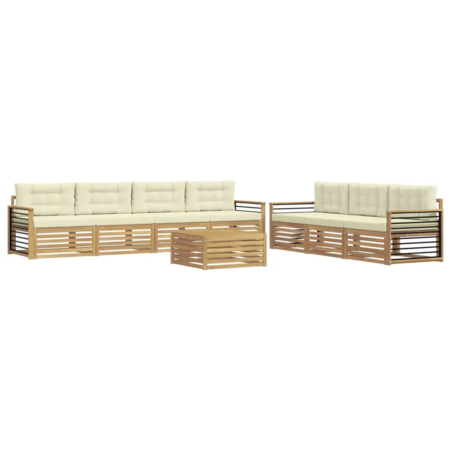 Ensemble de canapés d'extérieur 8 pc Blanc et crème Polyester - 2