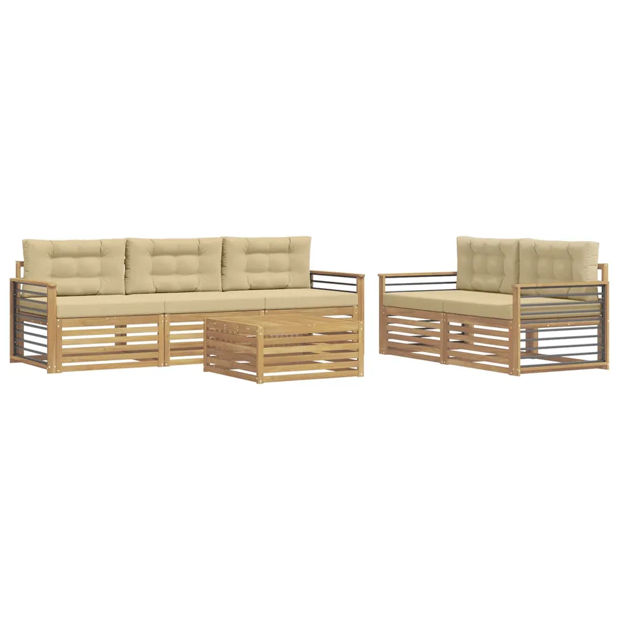 Ensemble de canapés d'extérieur 6 pc Blanc et Beige - 2