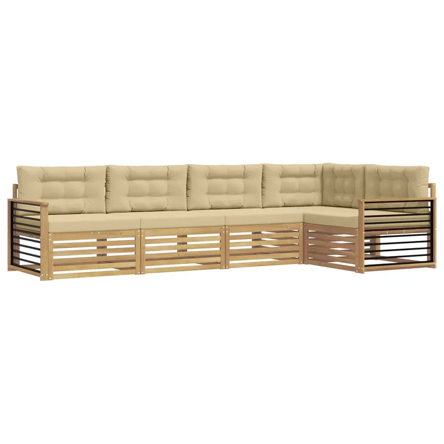 Ensemble de canapés d'extérieur 6 pc Blanc et Beige Polyester - 2