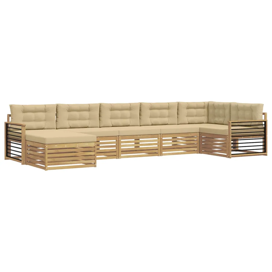 Ensemble de canapés d'extérieur 7 pc Blanc et Beige - 2