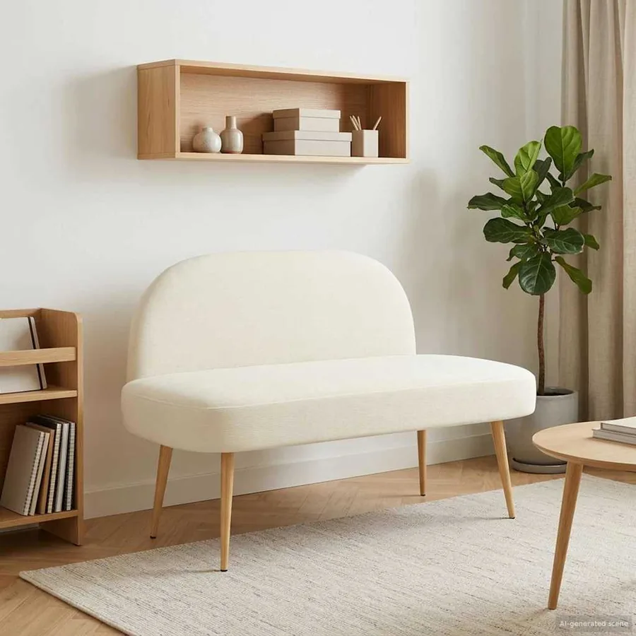 Banc rembourré avec dossier Crème 110 x 60 x 76 cm