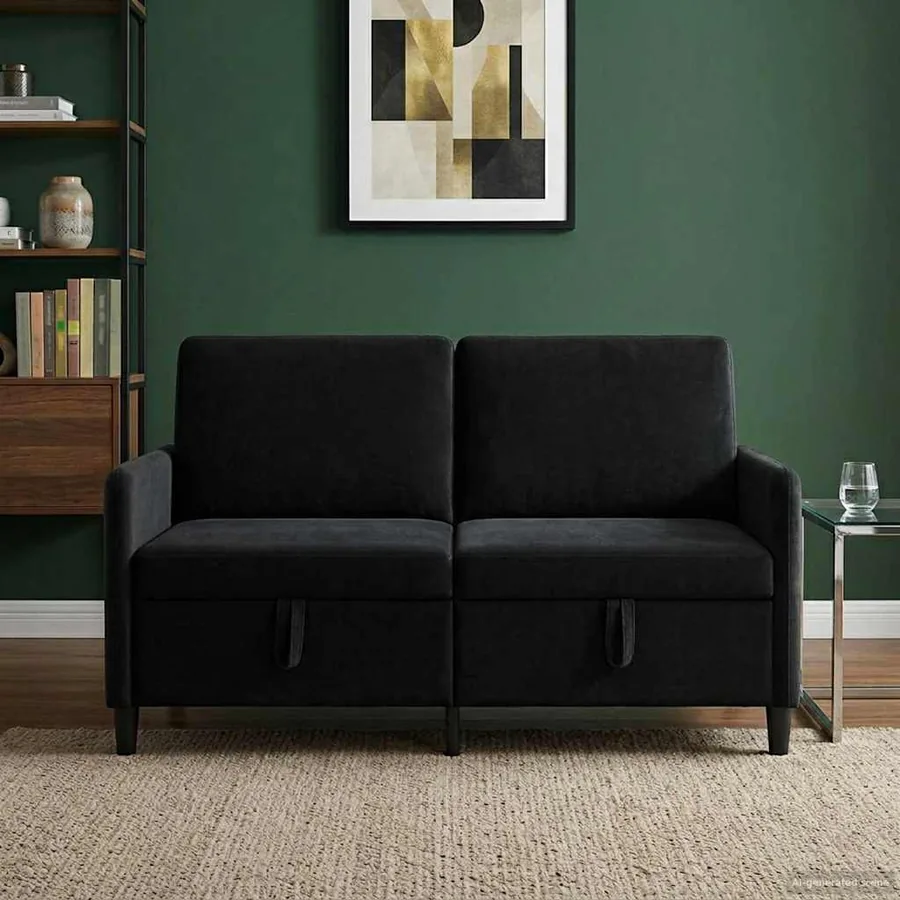 Sofa avec rangement Noir 152 x 78 x 87 cm Polyester