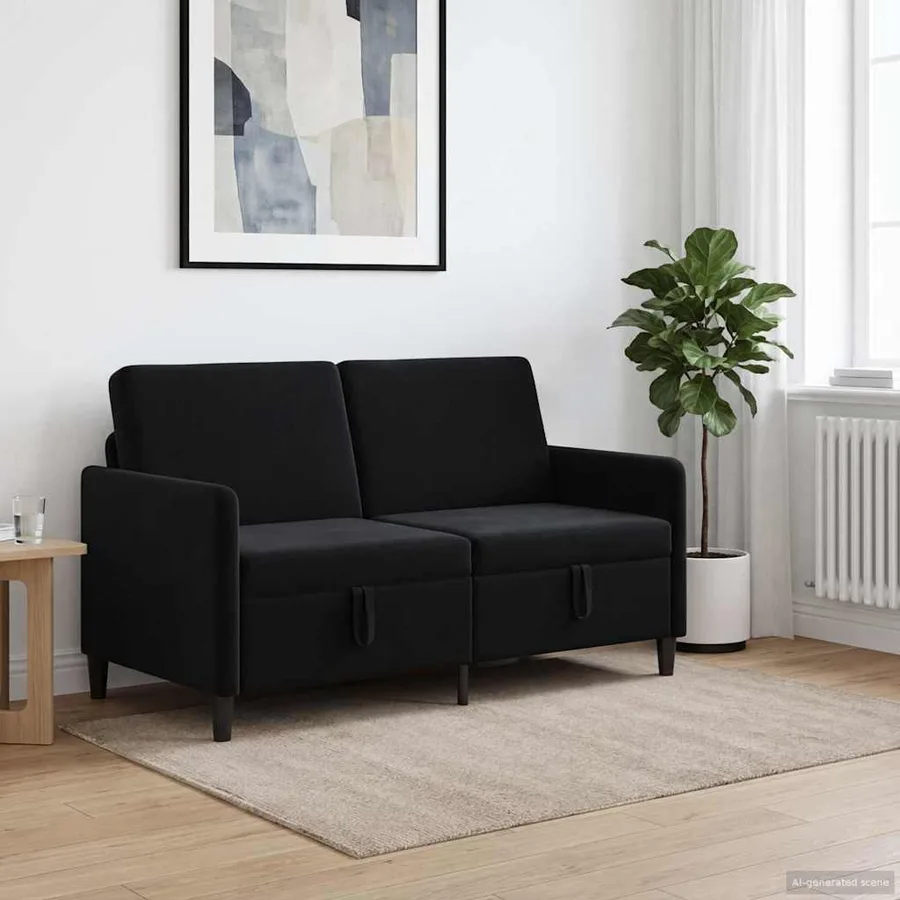 Sofa avec rangement Noir 152 x 78 x 87 cm Polyester - 3