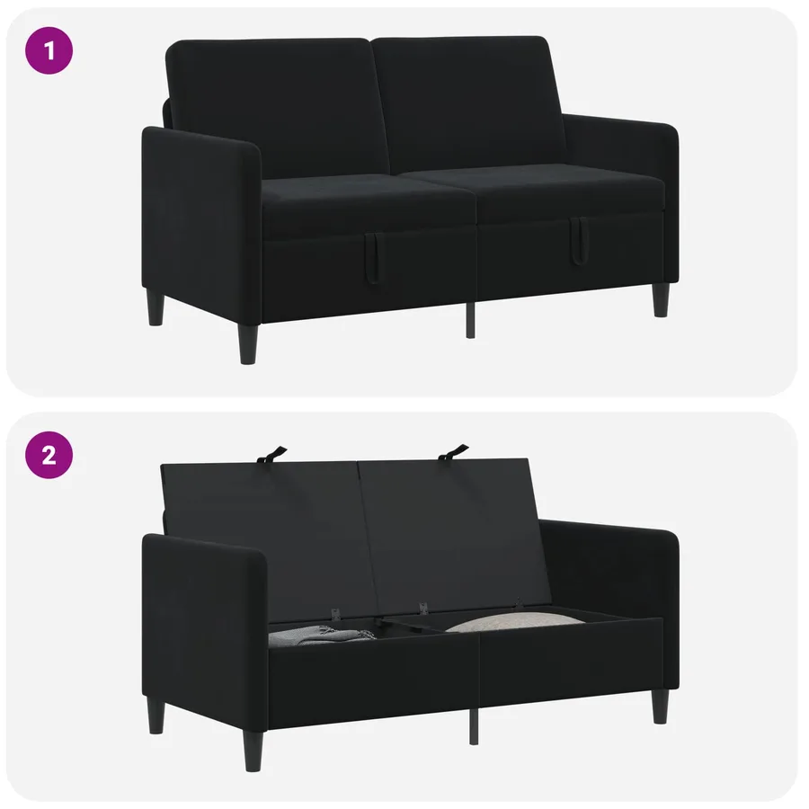 Sofa avec rangement Noir 152 x 78 x 87 cm Polyester - 6