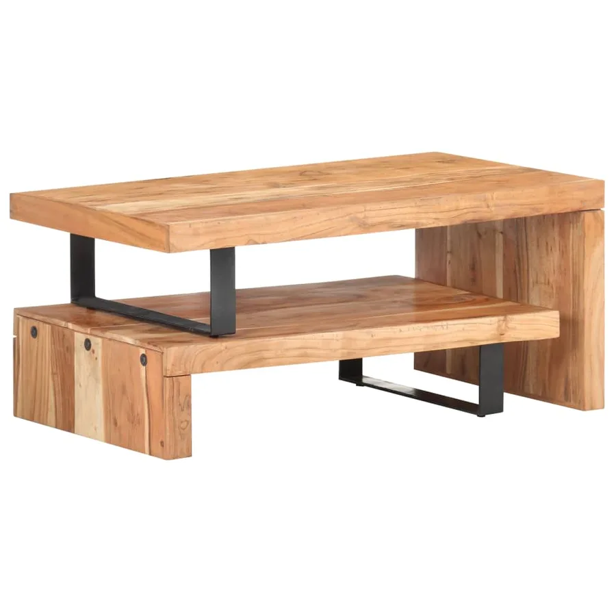 Ensemble de 2 tables basses Bois d'acacia massif - 2