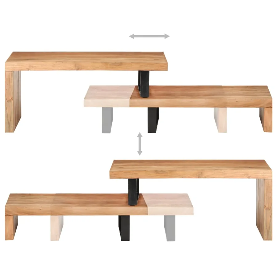Ensemble de 2 tables basses Bois d'acacia massif - 7