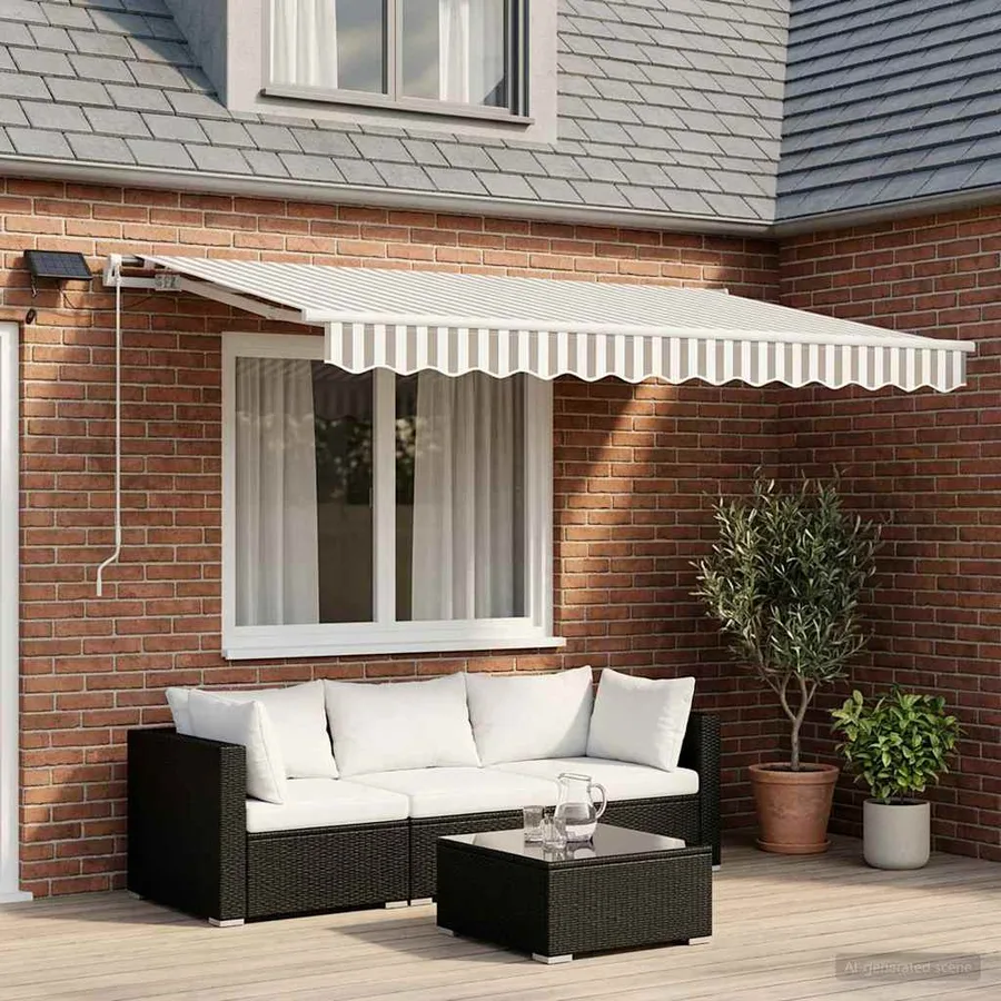 Auvent rétractable Gris clair et blanc 300 x 250 cm - 3