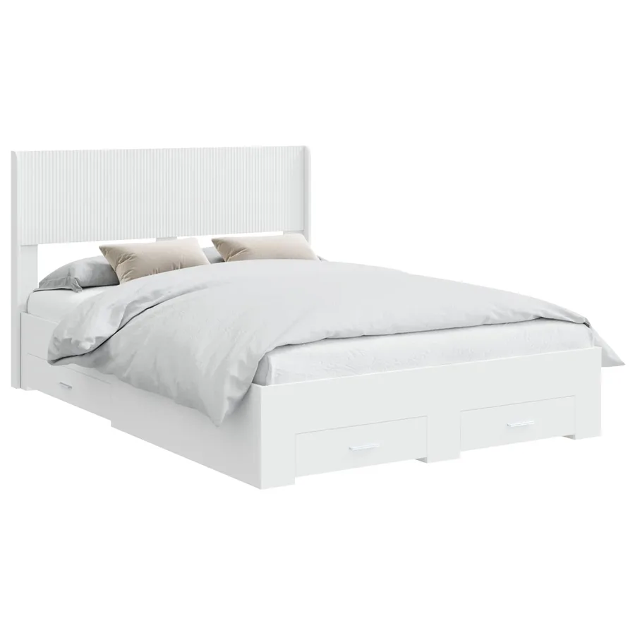 Cadre de lit avec rangement et tête de lit Blanc - 2
