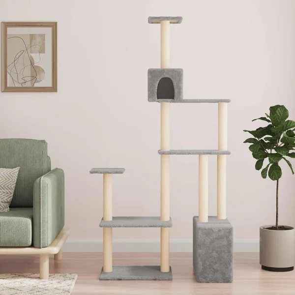 Arbre à chat avec poteaux à griffer en sisal Gris clair