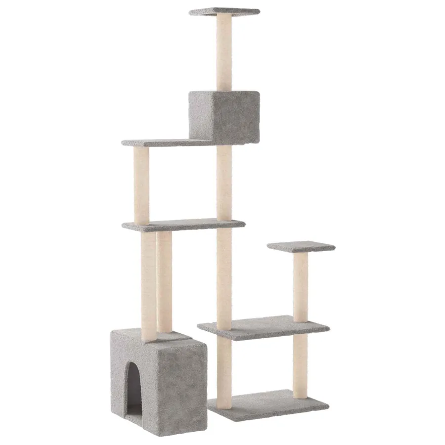Arbre à chat avec poteaux à griffer en sisal Gris clair - 5