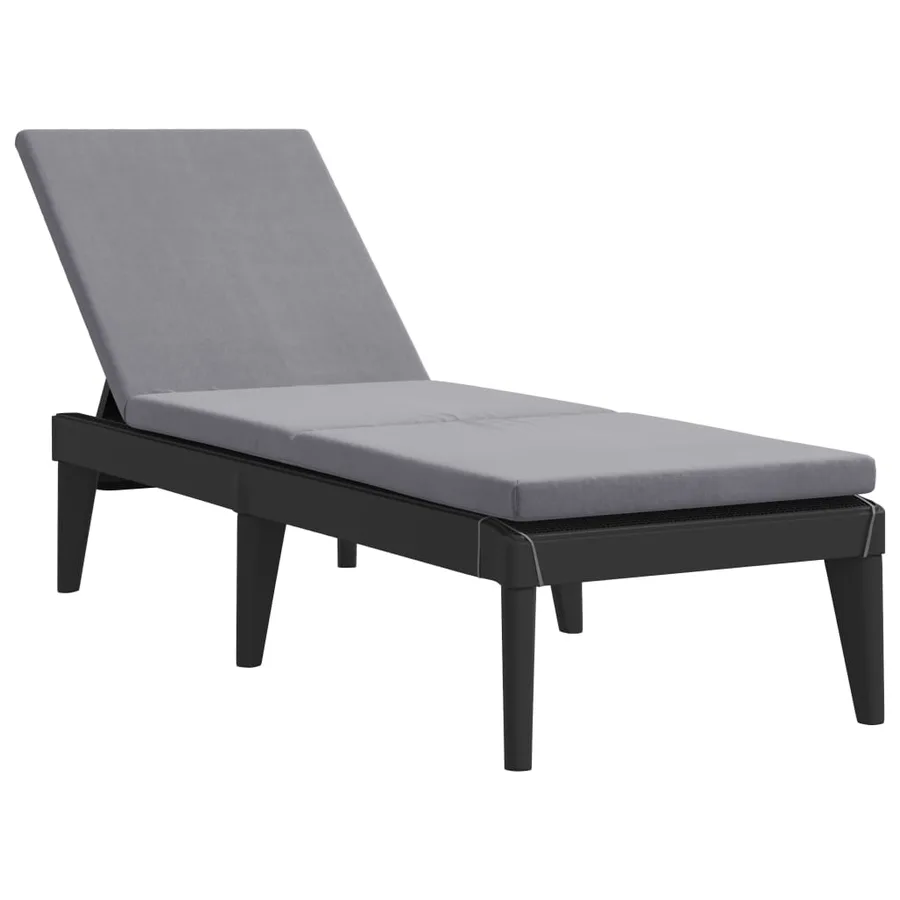 Chaise longue avec coussin anthracite 186x60x29 cm PP - 2