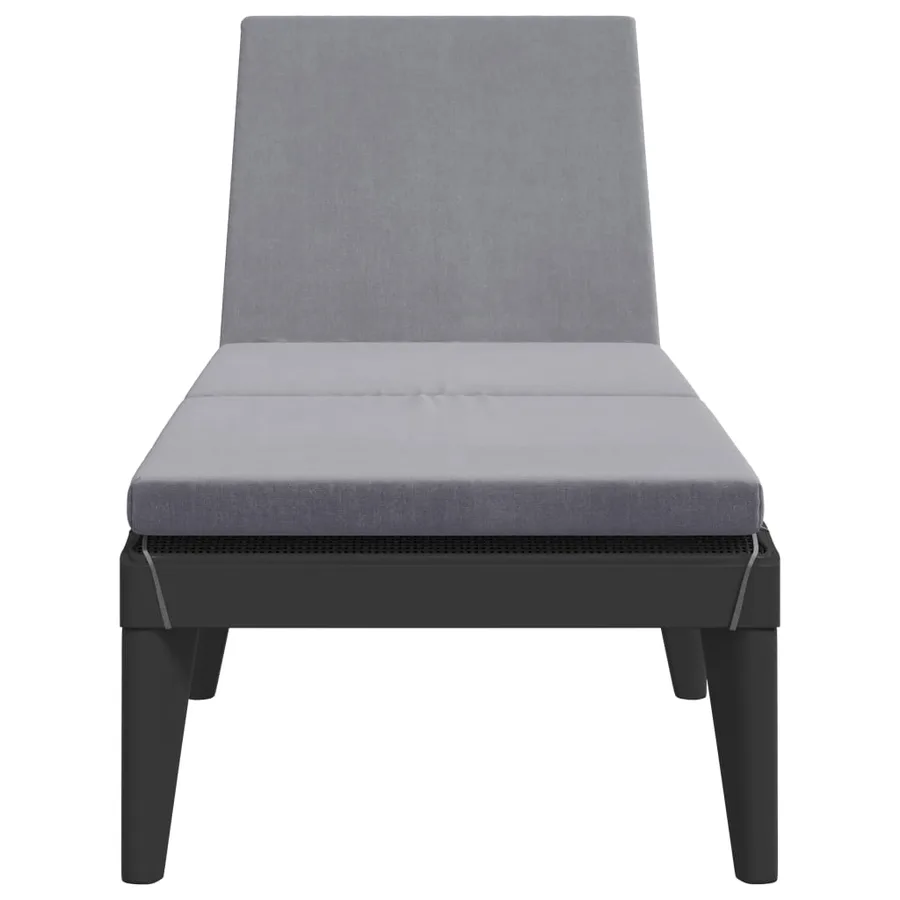 Chaise longue avec coussin anthracite 186x60x29 cm PP - 4
