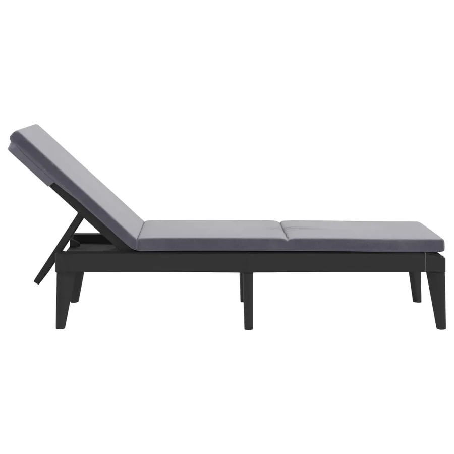Chaise longue avec coussin anthracite 186x60x29 cm PP - 5