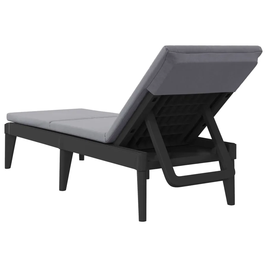 Chaise longue avec coussin anthracite 186x60x29 cm PP - 6