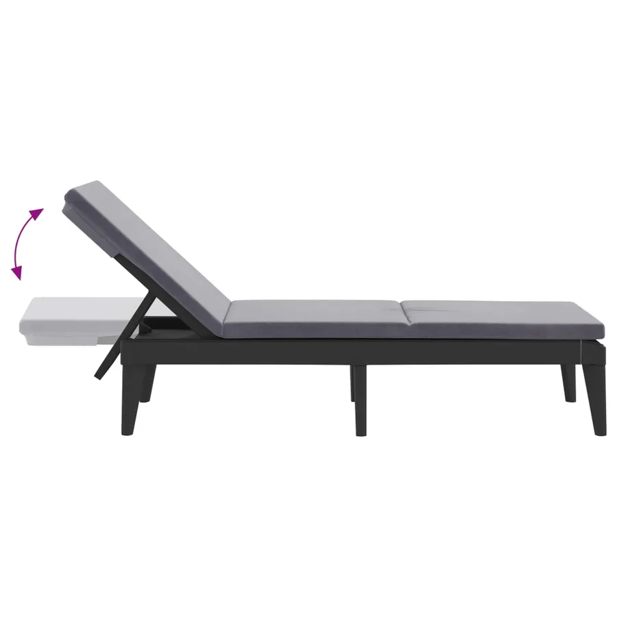 Chaise longue avec coussin anthracite 186x60x29 cm PP - 7