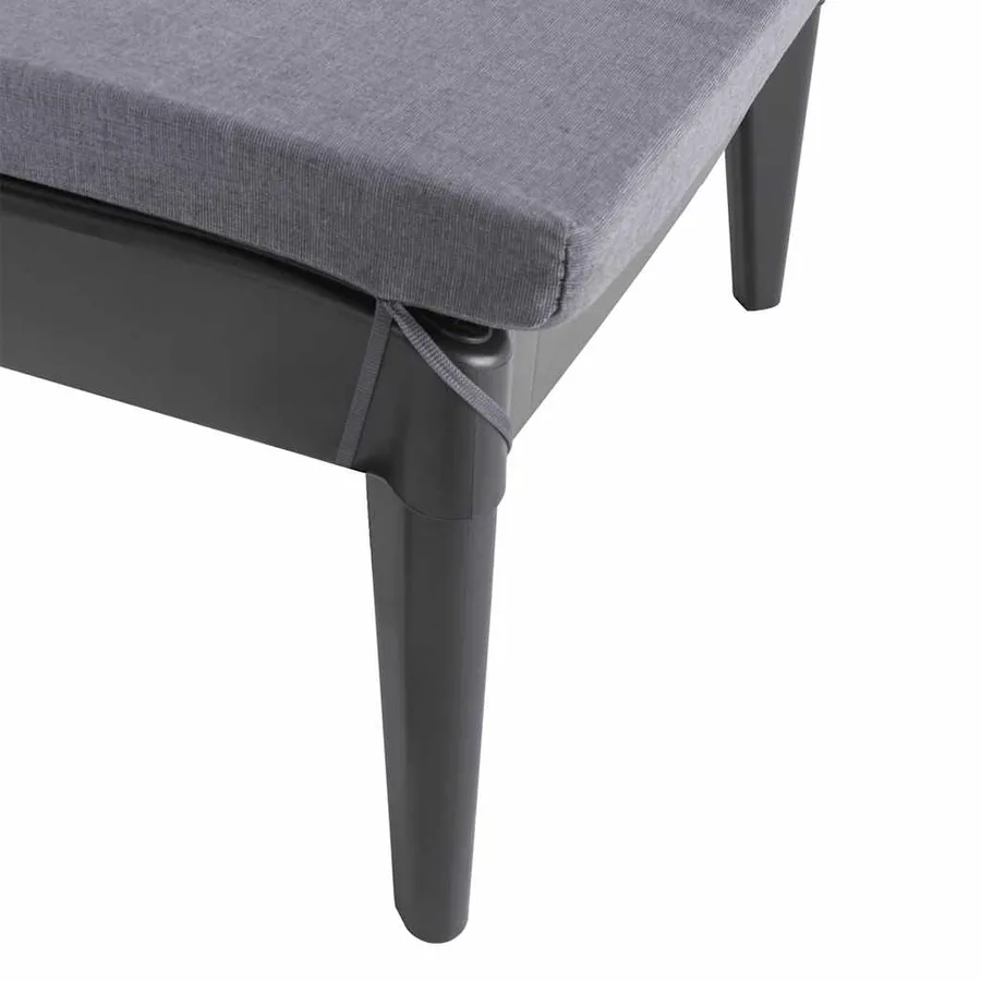 Chaise longue avec coussin anthracite 186x60x29 cm PP - 9
